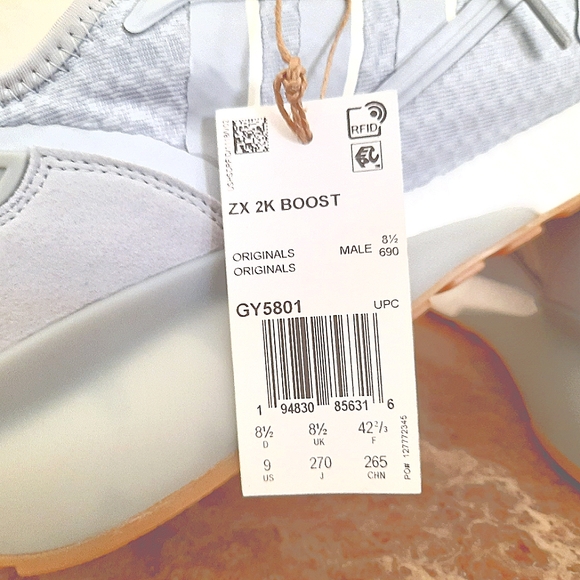 Adidas 'ZX 2K Boost' size 9 men's. Color: Gray. Condition: New w/ tags - Picture 4 of 10